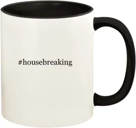 #housebreaking - 11oz Hashtag Ceramic Colored Handle and Inside Coffee Mug Cup, Black