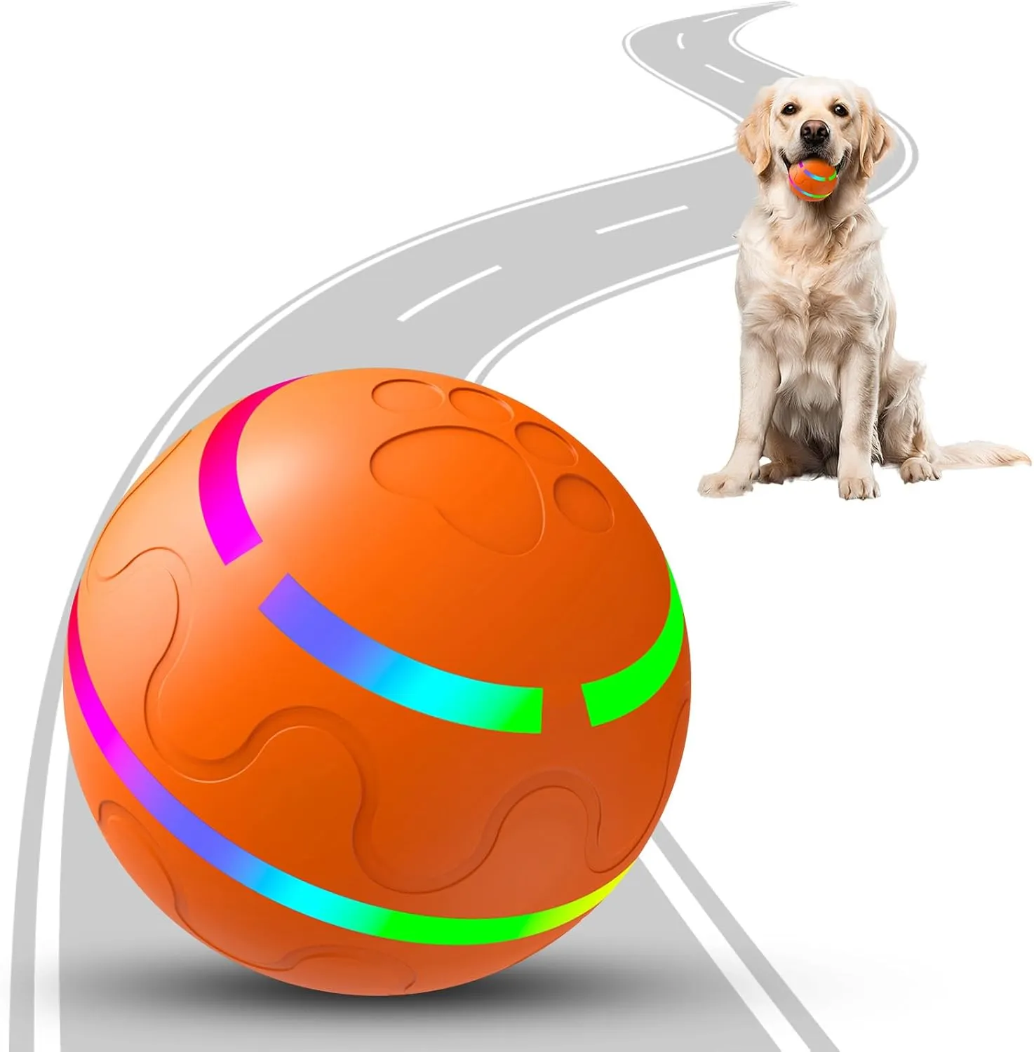 Interactive Dog Ball, Smart Interactive Dog Toys for Medium Large Dogs, Safe Material, Automatic Moving Vibrating Bouncing Ball for Pets, Rechargeable and Waterproof