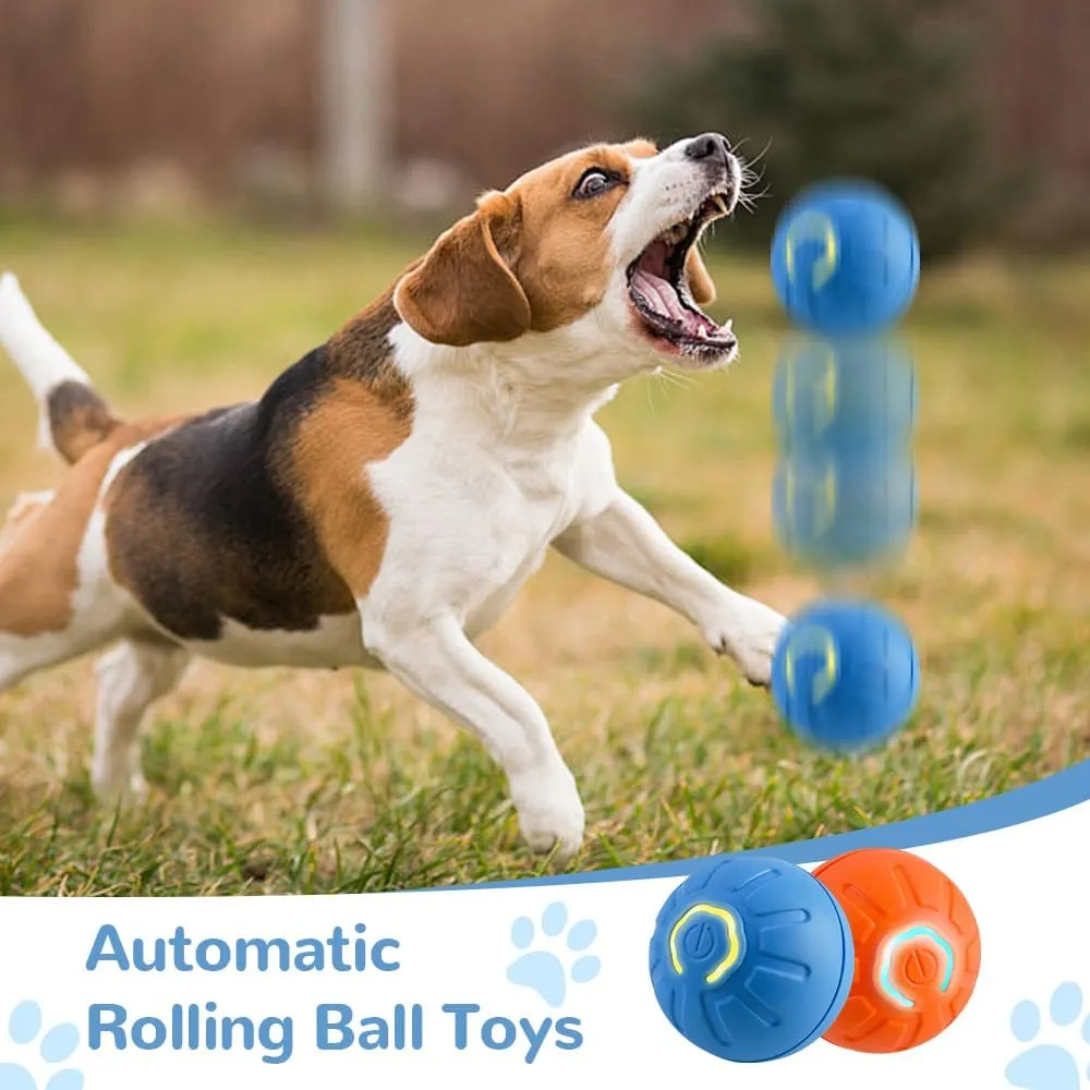 Interactive Motion Dog Ball Toy with LED Flash, USB Rechargeable (Blue)