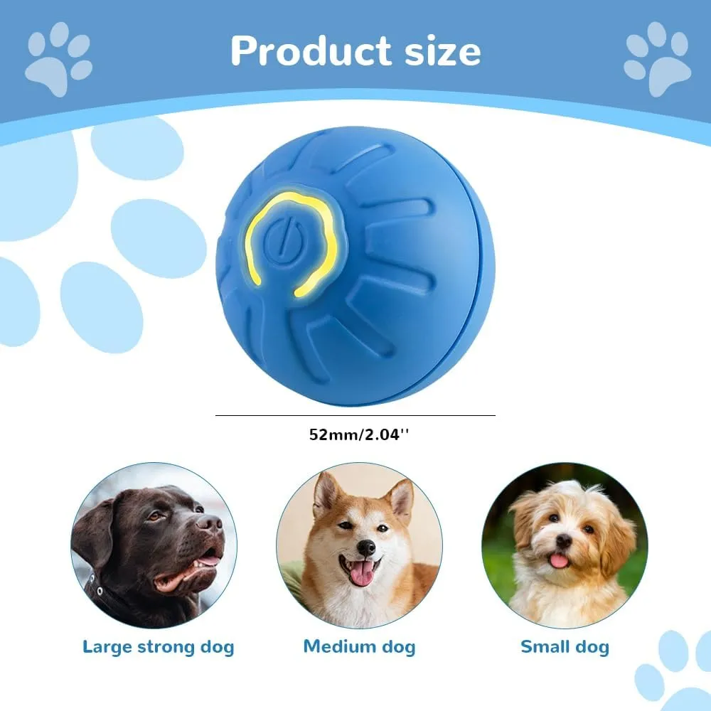 Interactive Motion Dog Ball Toy with LED Flash, USB Rechargeable (Blue)
