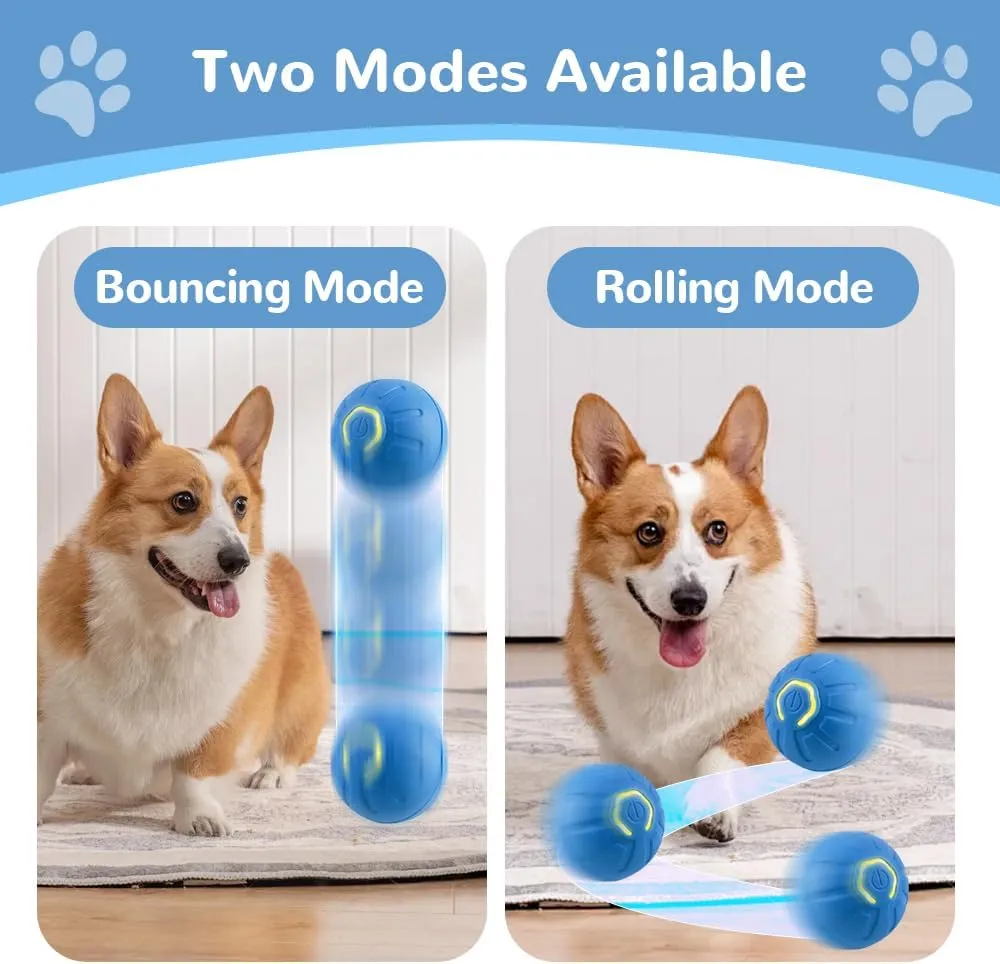 Interactive Motion Dog Ball Toy with LED Flash, USB Rechargeable (Blue)