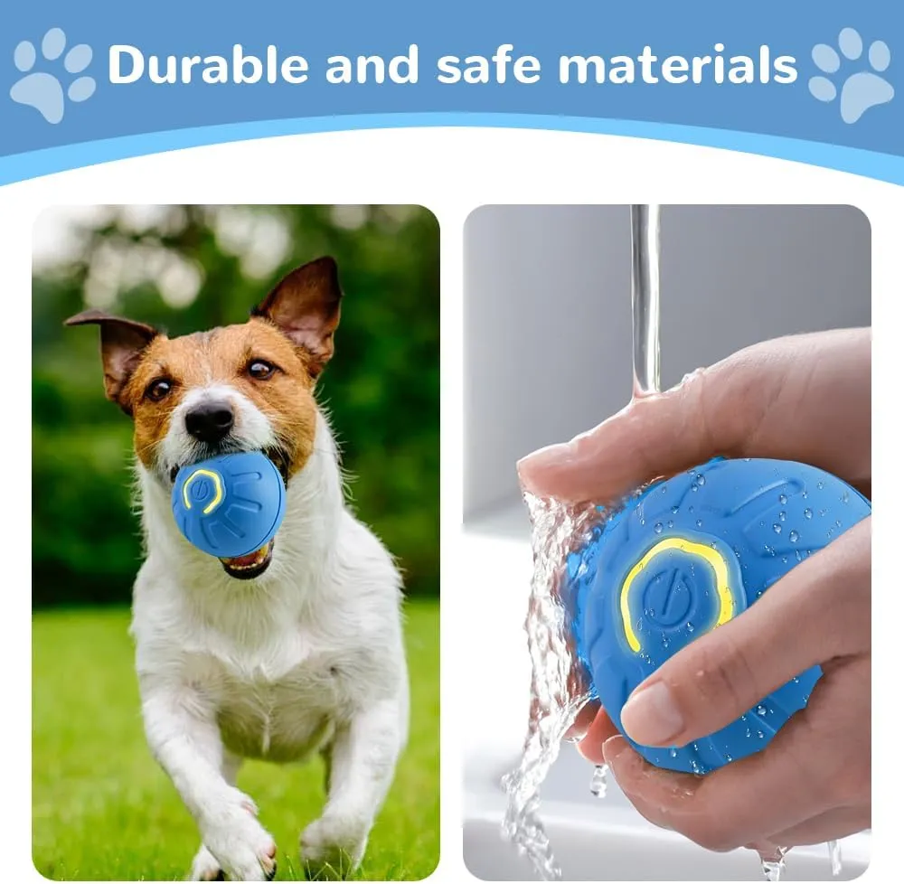 Interactive Motion Dog Ball Toy with LED Flash, USB Rechargeable (Blue)