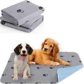KAWALA Washable Pee Pads for Dogs Reusable Puppy Potty Training Pads Non-Slip Whelping Pads Waterproof Fast Absorption Housebreaking Pads Food Bowl Mats Free Grooming Gloves (31"*36"(2PACK), Grey)