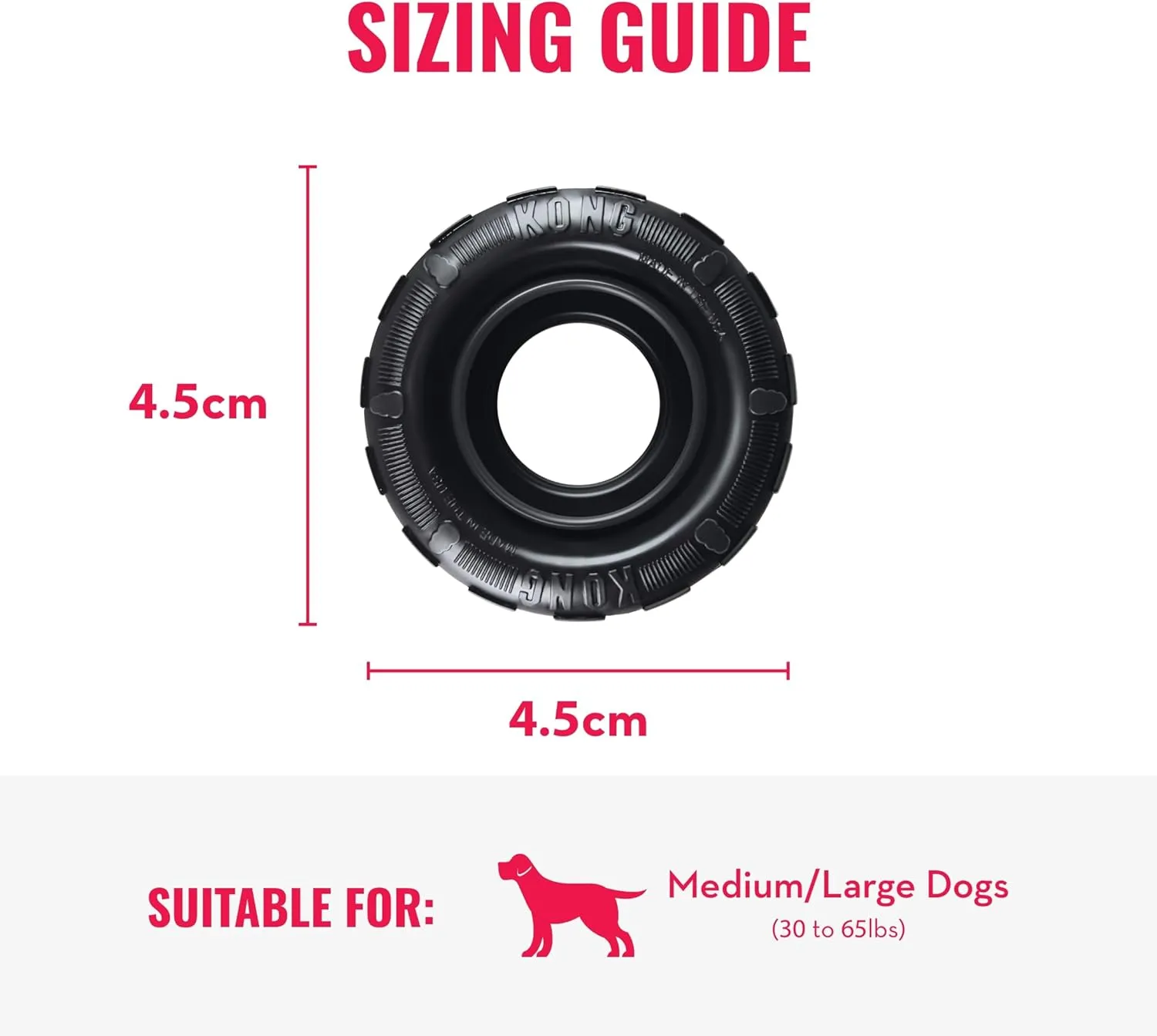 KONG Extreme Tires - KONG's Most Durable Natural Rubber Chew & Fetch Toy - Treat Dispenser Dog Tire Toy - Pet Supplies for Outdoor & Indoor Play - For Medium/Large Dogs