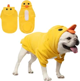 KOOLTAIL Dog Duck Costume Clothes, Funny Dog Outfits Fleece Sweater Hoodie, Pet Cute Halloween Cosplay Cold Weather Coats with Leash Hole for Small Medium Large Dogs Pug Pitbull Corgi Puppy, Yellow L