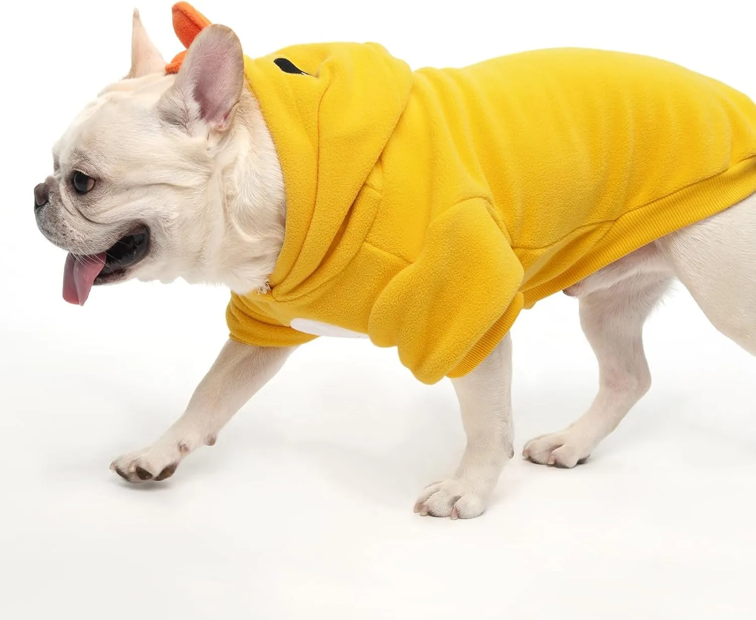 KOOLTAIL Dog Duck Costume Clothes, Funny Dog Outfits Fleece Sweater Hoodie, Pet Cute Halloween Cosplay Cold Weather Coats with Leash Hole for Small Medium Large Dogs Pug Pitbull Corgi Puppy, Yellow L