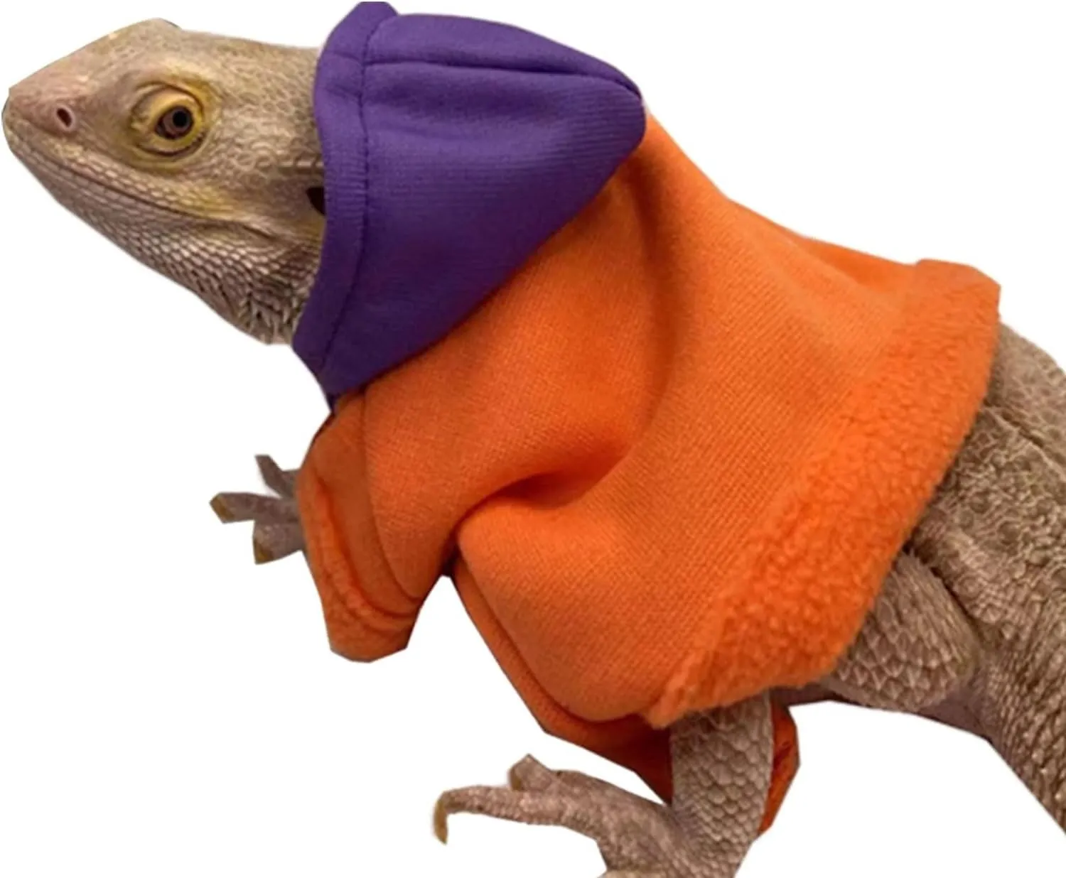 Lizards Clothes for Bearded Dragon - Handmade Cotton Hoodies Warm Sweater Coat Reptiles Apparel Costume Skin Protection Photo for Lizard Bearded Dragon Crested Gecko Chameleon (Orange,Large)