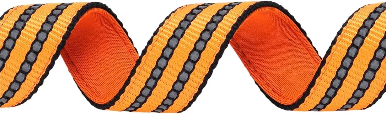 Martingale Collar for Large Dogs, Male Reflective Nylon Dog Chain Collar Escape Proof Heavy Duty Dog Collar with Stainless Steel Chain Adjustable for Medium Large Dogs Orange