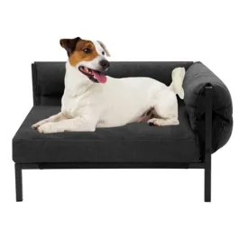 Medium Grey Denim Elevated Sofa Pet Bed - 64.5cm x 49cm x 38.5cm