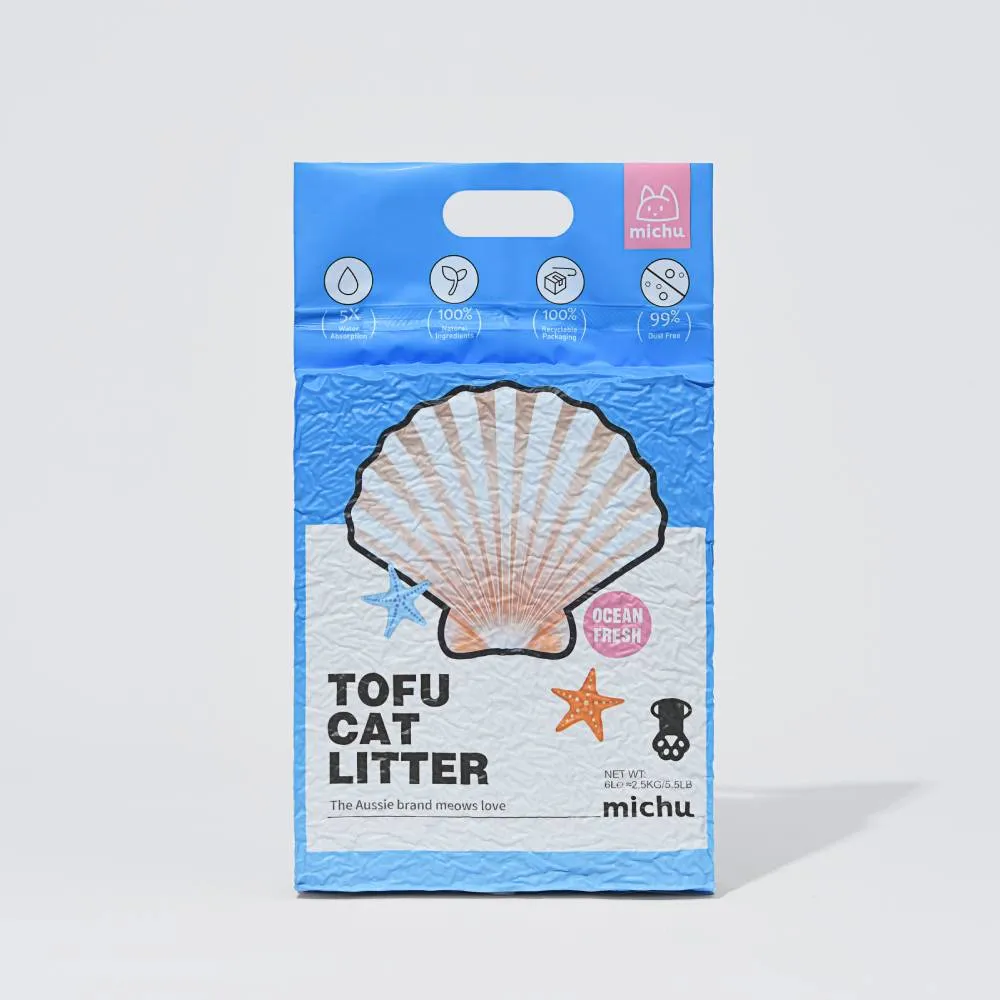 Michu Natural Clumping Cat Litter Ocean Fresh 6L