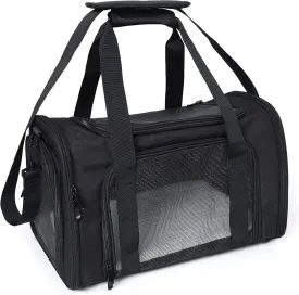 Mile High Life | Outdoor Travel Pet Carrier | Kitty Puppy Cat Carriers | Collapsible Dog Carrier for Small Medium Dogs | Cat Crates w Breathable Mesh with Soft-Sided (Black, Medium)