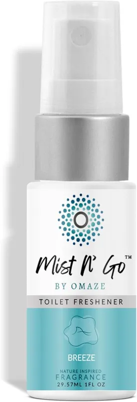 Mist N Go by Omaze Travel Bathroom Spray for Toilet Spray Odor Eliminator - Travel Toilet Spray for Bathroom Air Freshener Spray for Bathroom Deodorizer - Breeze Travel Size (1oz x1)