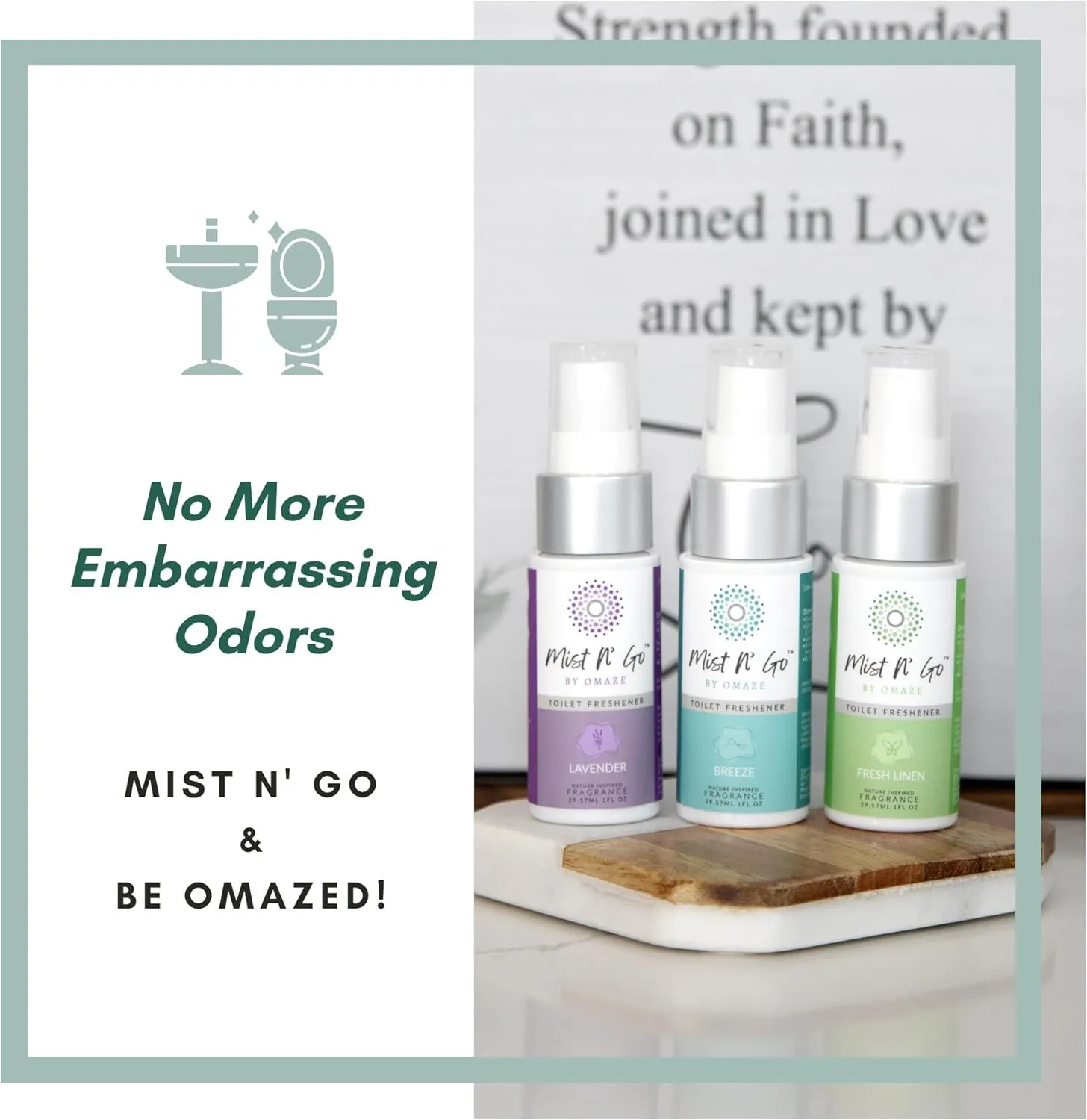 Mist N Go by Omaze Travel Bathroom Spray for Toilet Spray Odor Eliminator - Travel Toilet Spray for Bathroom Air Freshener Spray for Bathroom Deodorizer - Breeze Travel Size (1oz x1)