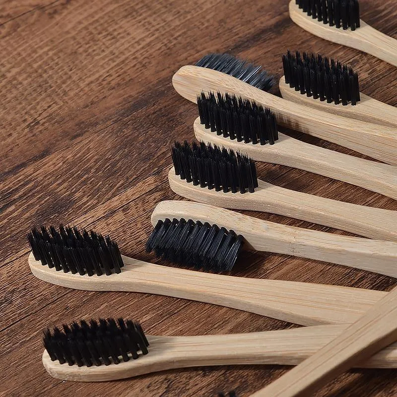 Natural Bamboo Antibacterial Toothbrushes - Set of 12 pieces
