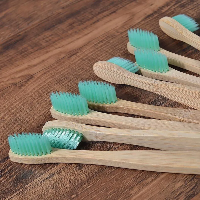 Natural Bamboo Antibacterial Toothbrushes - Set of 12 pieces