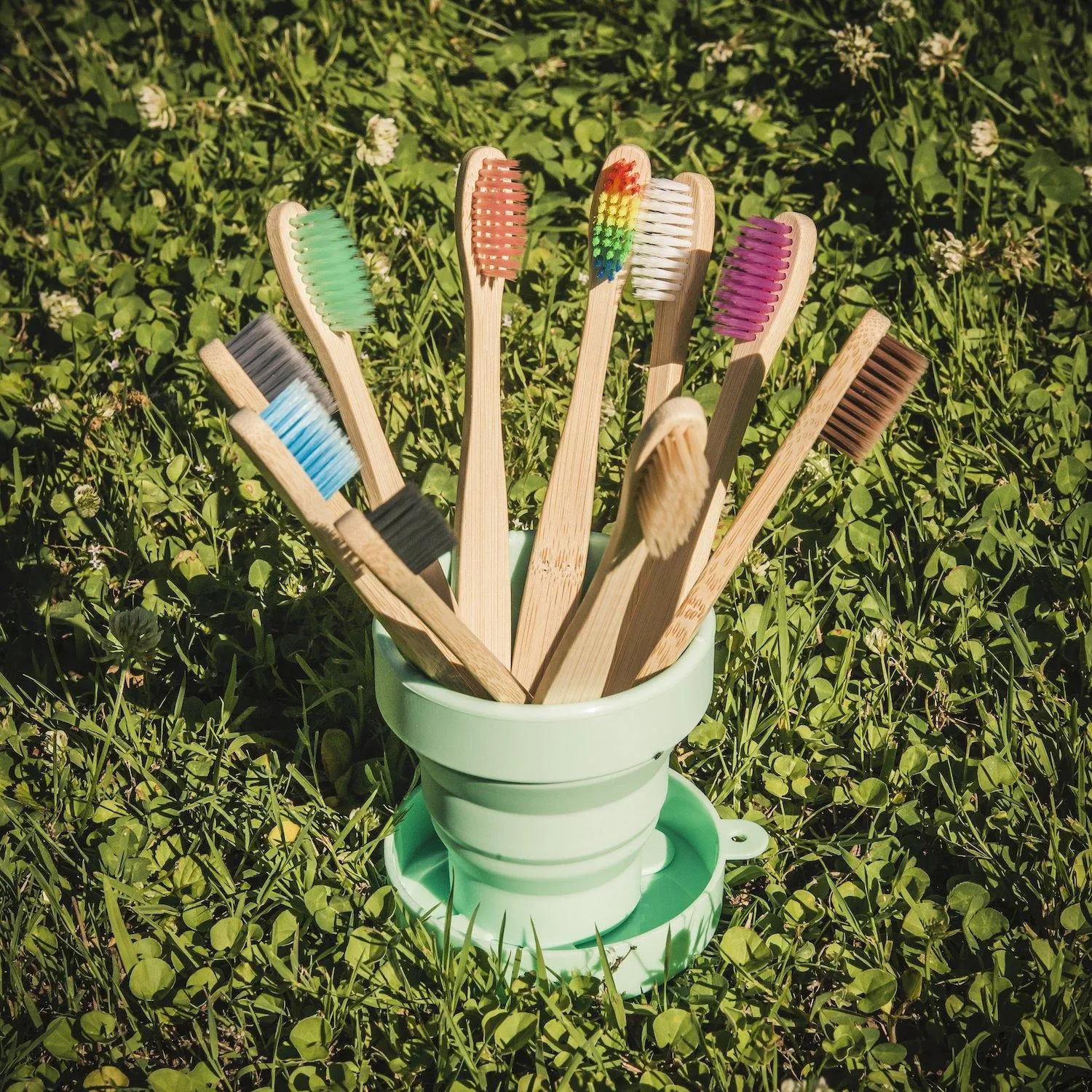 Natural Bamboo Antibacterial Toothbrushes - Set of 12 pieces