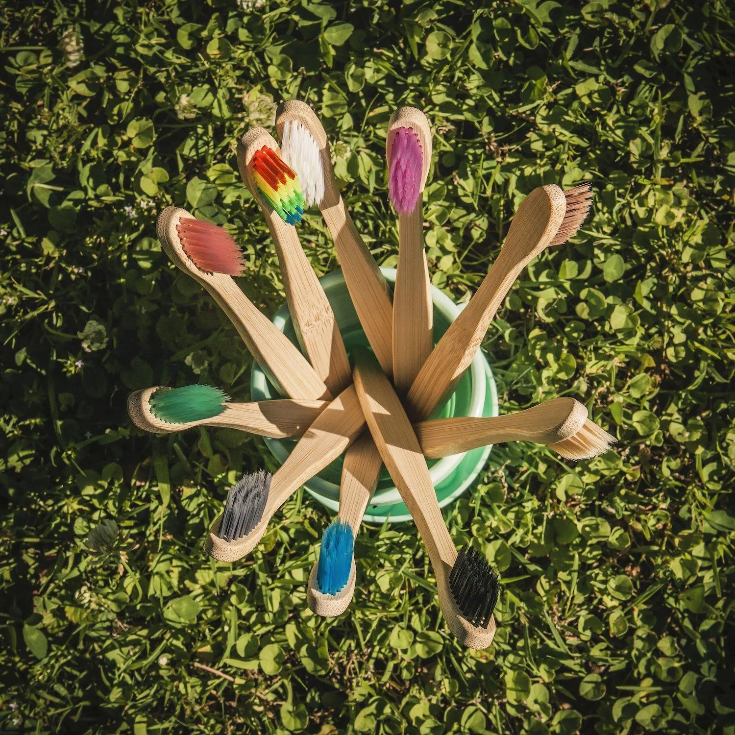 Natural Bamboo Antibacterial Toothbrushes - Set of 12 pieces