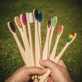 Natural Bamboo Antibacterial Toothbrushes - Set of 12 pieces