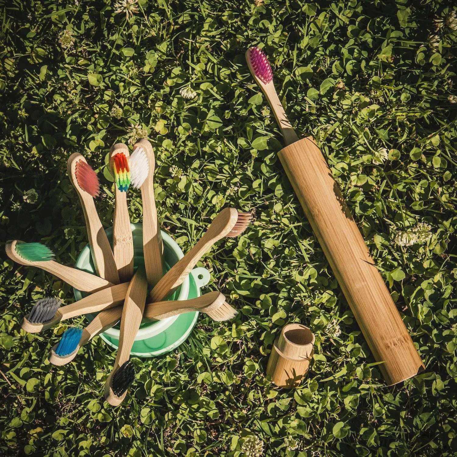 Natural Bamboo Antibacterial Toothbrushes - Set of 12 pieces