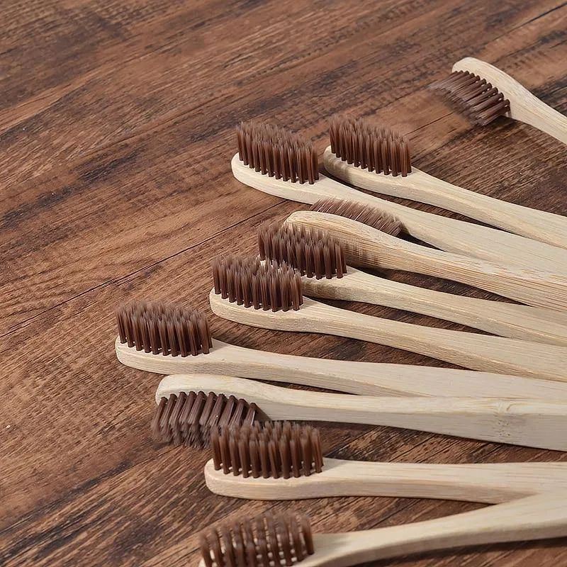 Natural Bamboo Antibacterial Toothbrushes - Set of 12 pieces