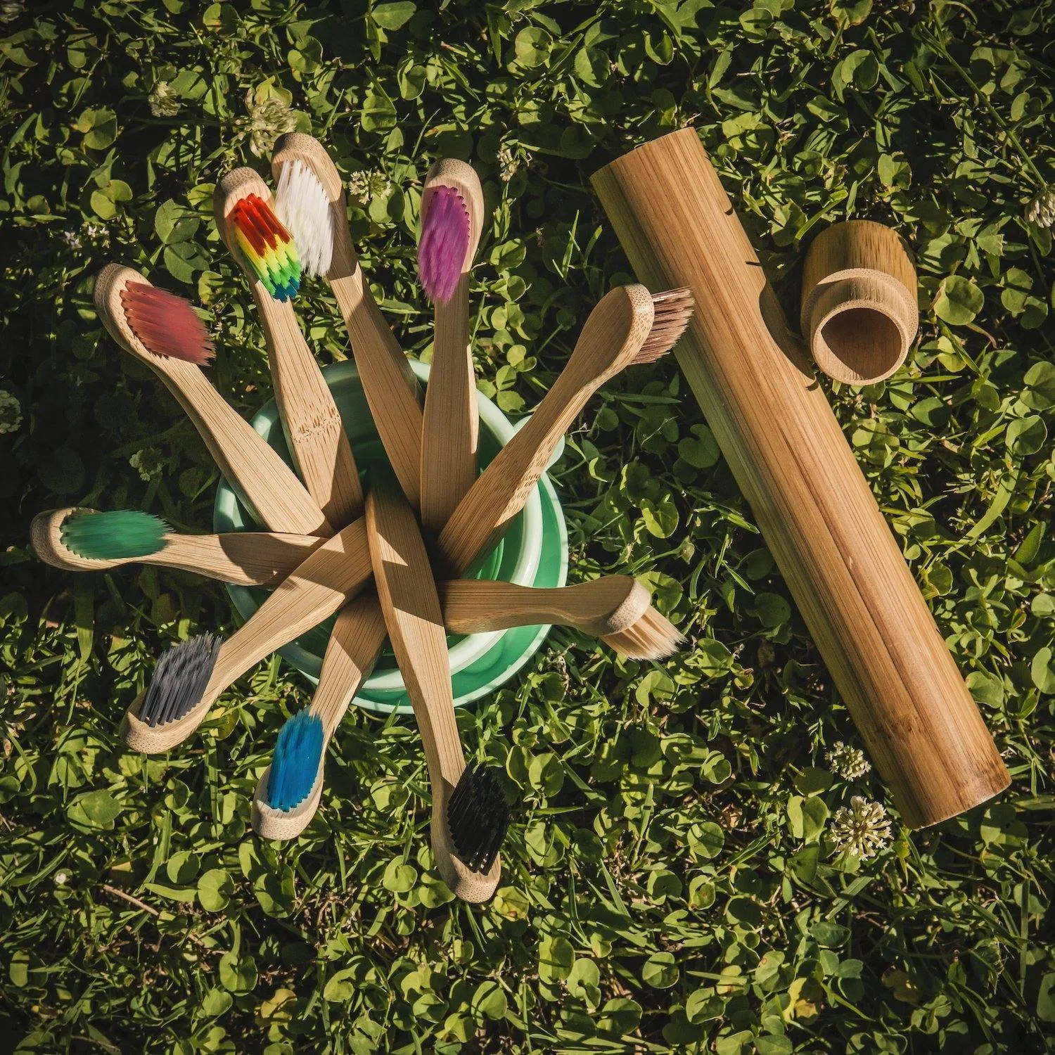 Natural Bamboo Antibacterial Toothbrushes - Set of 12 pieces