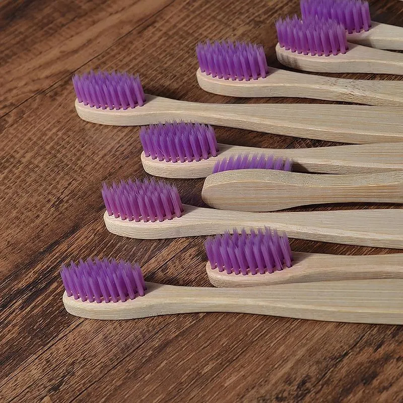 Natural Bamboo Antibacterial Toothbrushes - Set of 12 pieces
