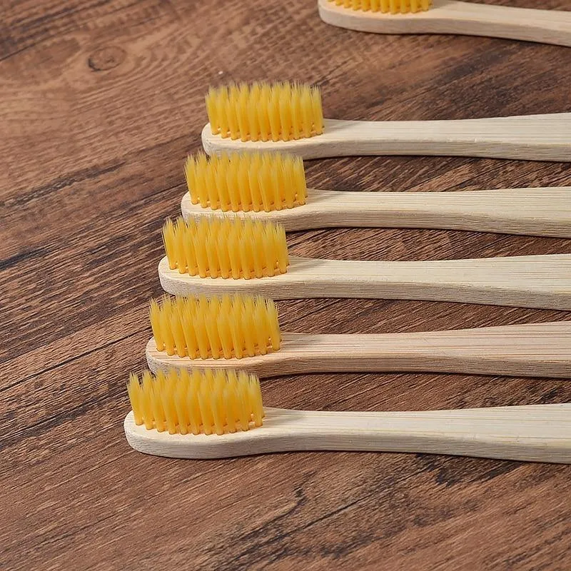 Natural Bamboo Antibacterial Toothbrushes - Set of 12 pieces