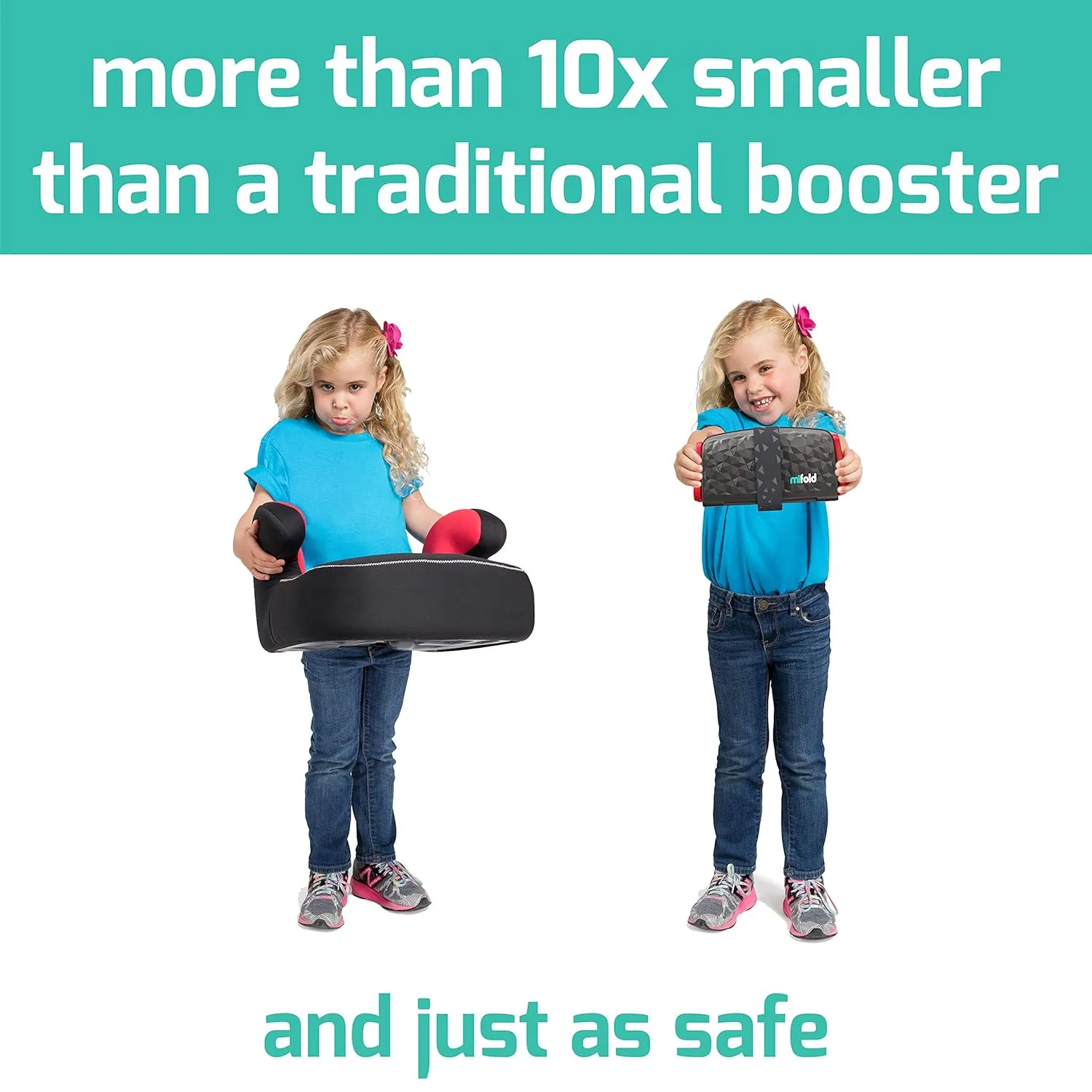 New mifold Comfort Grab-and-go Car Backless Booster Seat-Compact and Portable for Every Day and Carpooling, Travel, Taxis etc. Narrow and Lightweight car seat, Royal Purple