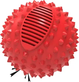 NEW PETIZER Squeaky Dog Ball Toy for Aggressive Chewers,10CM Indestructible Durable Big Dogs Chew Spiky Ball, Floatable Rubber Pet Toys for Medium & Large Breeds, Red