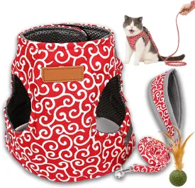 Niowatchted - Cat Dogs Vest Harness and Leash Anti-Break Away Chest Strap Cats Clothes, Niowatchted Cat Vest Harness and Leash, Stylish Pet Harness Jackets for Large and Small Kittens Dogs (Red, M)