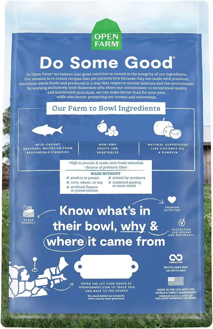 Open Farm Catch-of-The-Season Whitefish Grain-Free Dry Cat Food, Wild-Caught Fish Recipe with Non-GMO Superfoods and No Artificial Flavors or Preservatives, 8 lbs