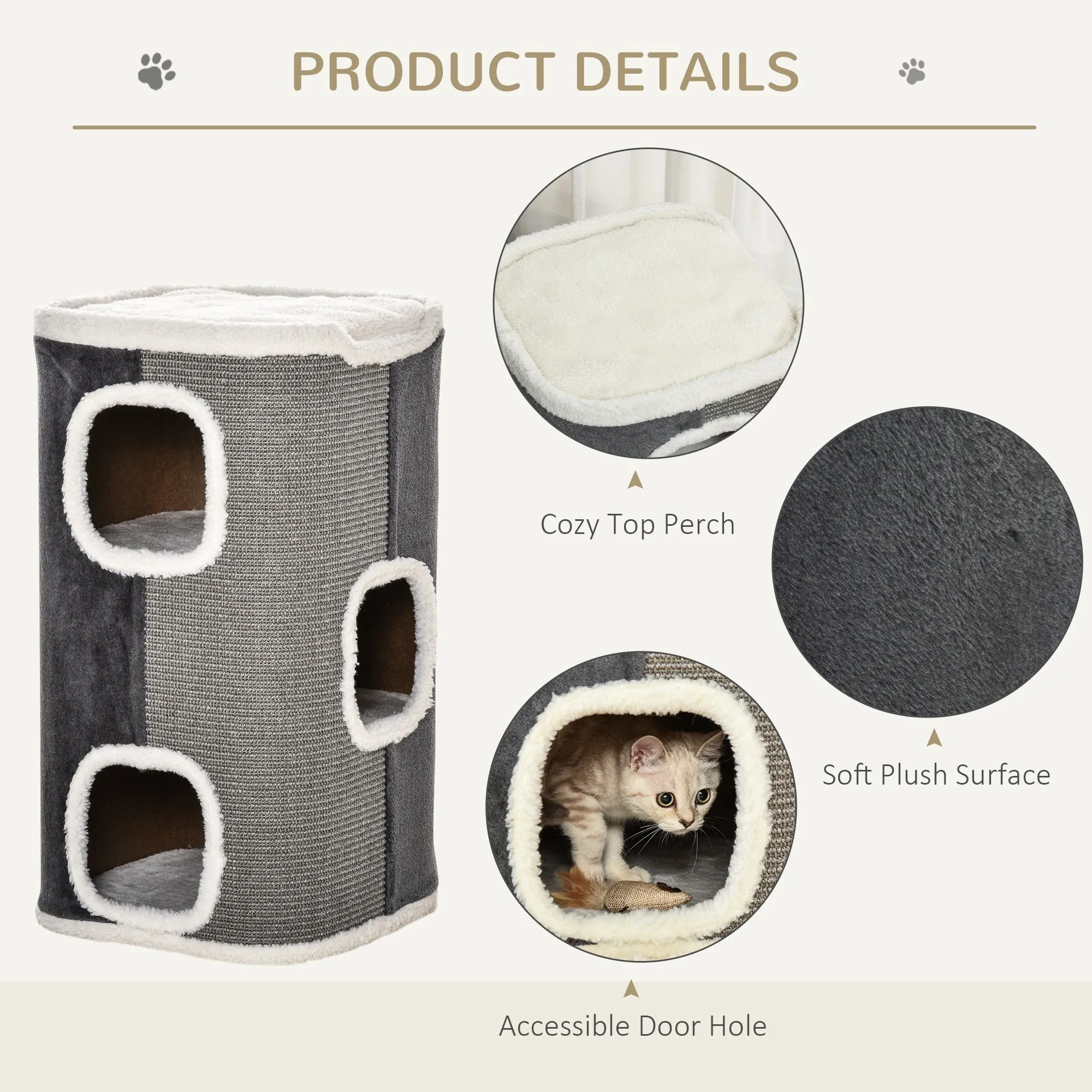 PawHut Cat Barrel Kitten Tree Tower