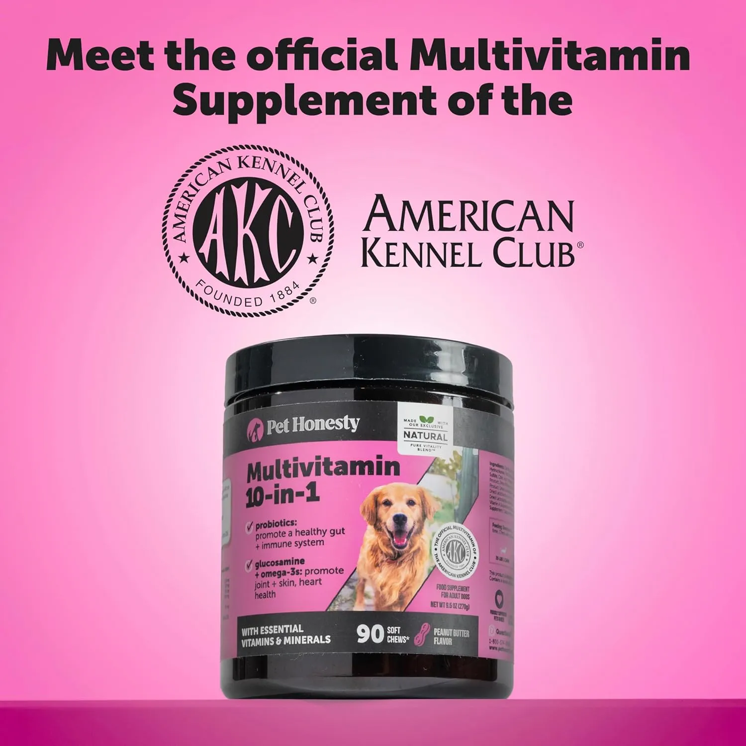 Pet Honesty Dog Multivitamin Max Strength - 15 in 1 Vitamins for Health & Heart - Essentials Fish Oil, Glucosamine, Probiotics, Omega Fish Oil - Multivitamins Supplements for Skin and Coat