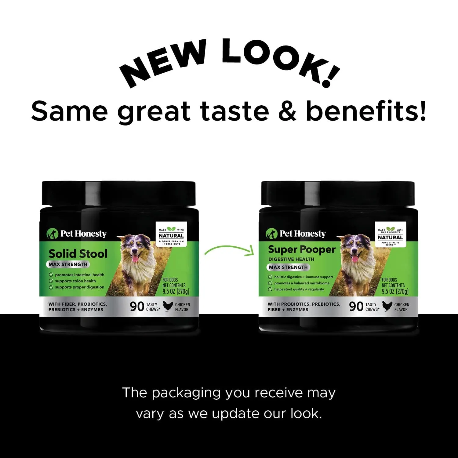 Pet Honesty Super Pooper Solid Stool Digestion Chicken Chewy Dog Supplements - 90 Count - 9.5 Oz