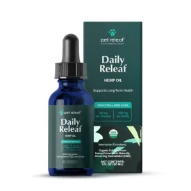Pet Releaf Daily Releaf Organic 750 mg Hemp Oil Dog Supplements- 1 Oz Bottle