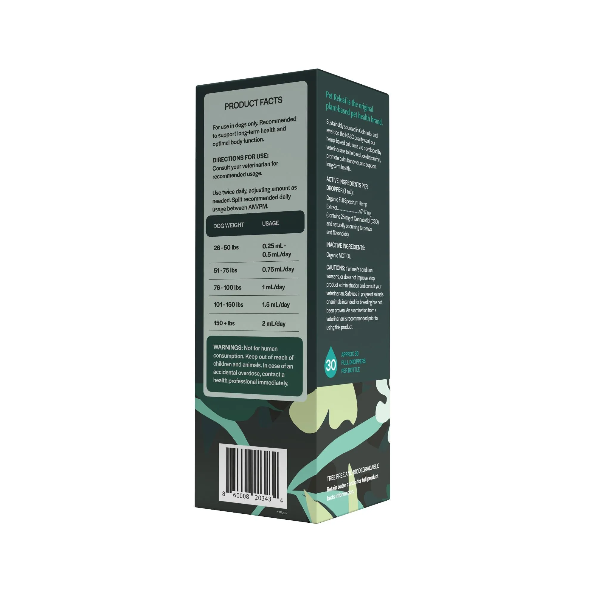 Pet Releaf Daily Releaf Organic 750 mg Hemp Oil Dog Supplements- 1 Oz Bottle