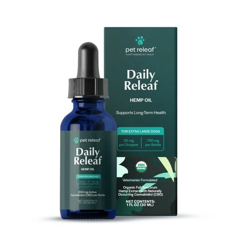 Pet Releaf Daily Releaf Organic 750 mg Hemp Oil Dog Supplements- 1 Oz Bottle