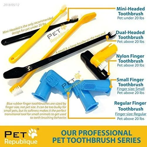 Pet Republique Dog Finger Toothbrush Set of 6 - Dental Brush for Large to Small Dogs, Cats, Most Pets