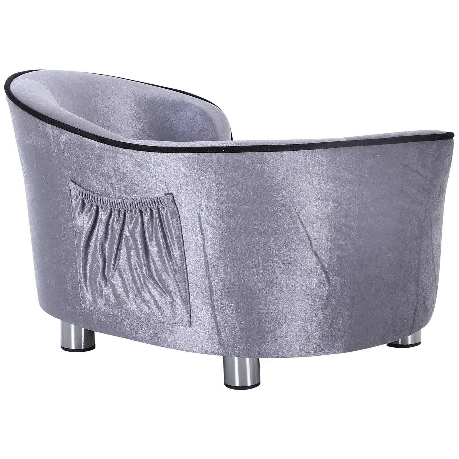 Pets Evelated Wooden Sofa Bed with Plush Cushion Silver Grey