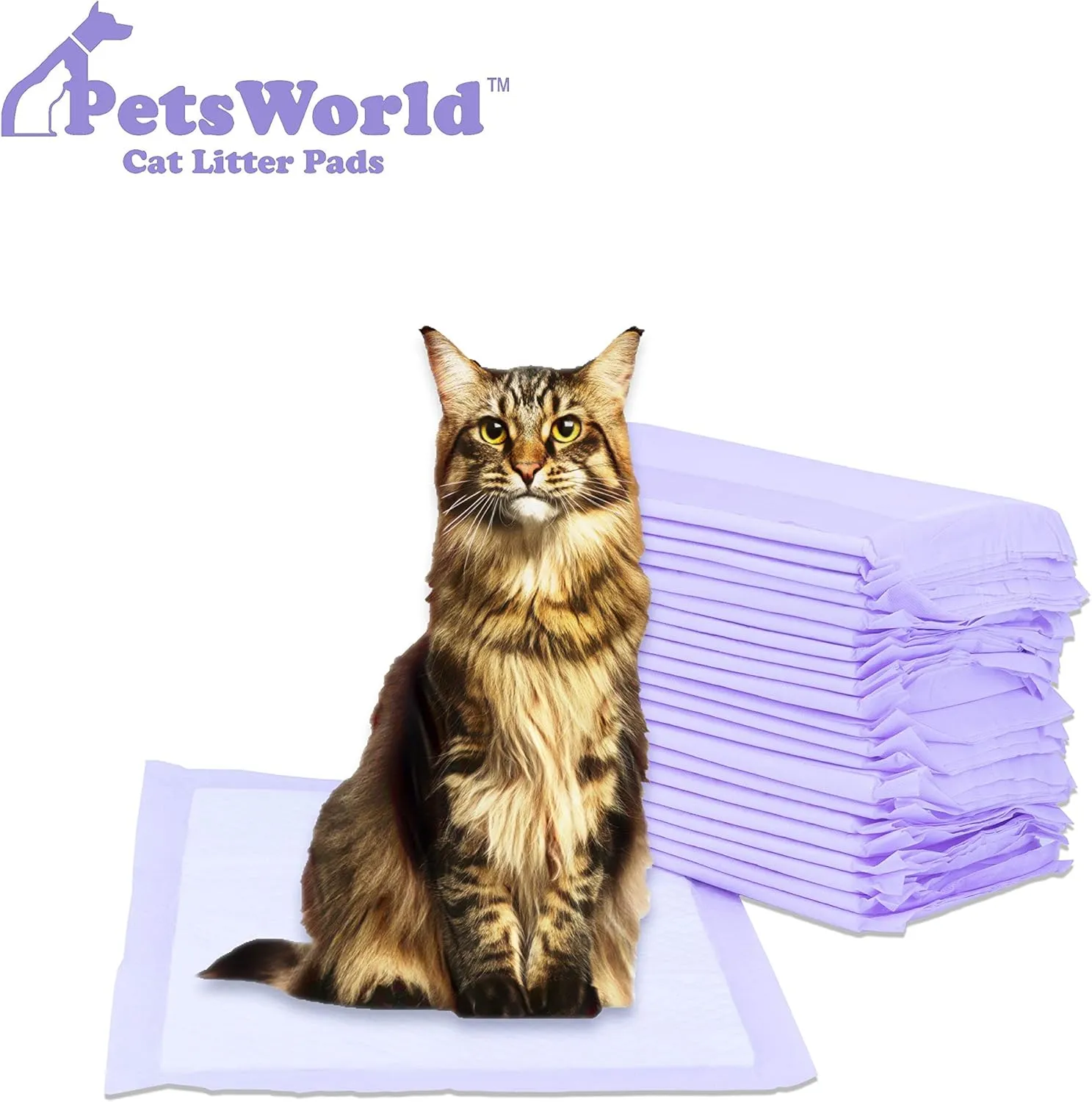 PETSWORLD Fresh Scented Cat Pads Refills for Tidy Cats Breeze Litter System 100 Pads for Cat Litter Box, 16.9x11.4 Inch