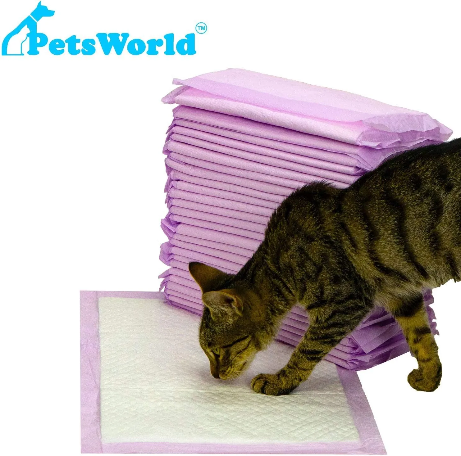 PETSWORLD Fresh Scented Cat Pads Refills for Tidy Cats Breeze Litter System 100 Pads for Cat Litter Box, 16.9x11.4 Inch