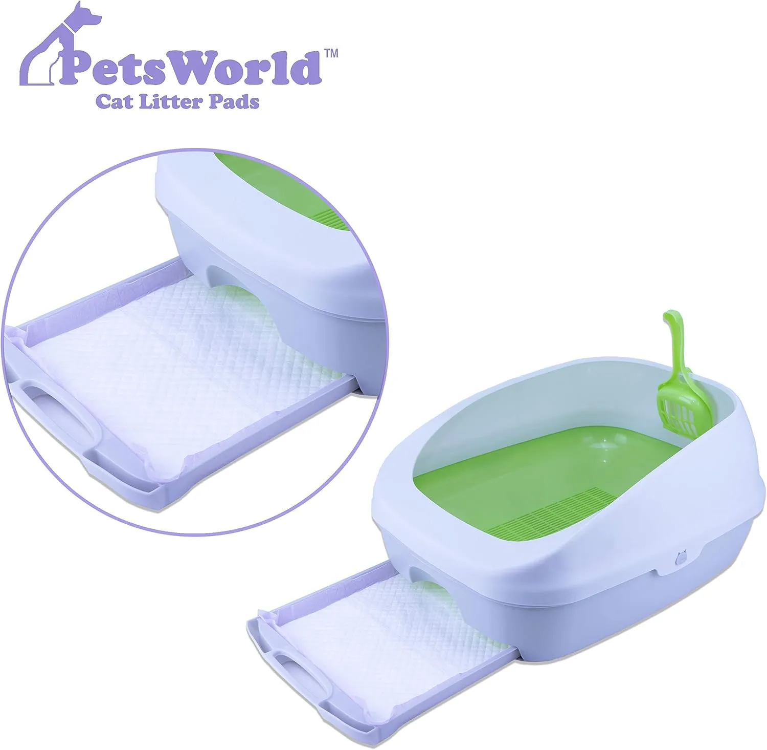 PETSWORLD Fresh Scented Cat Pads Refills for Tidy Cats Breeze Litter System 100 Pads for Cat Litter Box, 16.9x11.4 Inch