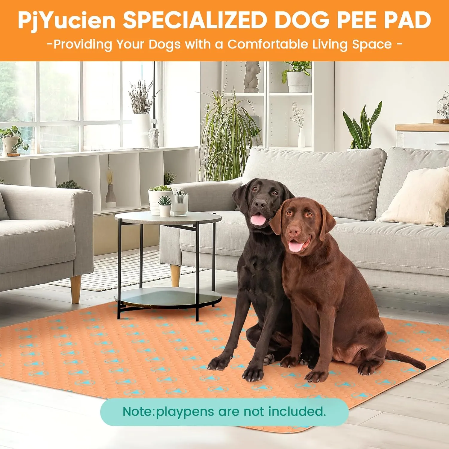 PJYucien Washable Pee Pads for Dogs, 36" x 36"Reusable Pee Pads for Dogs, Super Absorbent Pet Training Pads, Dog Pads Non-Slip, Designed for Dog Cate, Whelping Box, Potty Training.