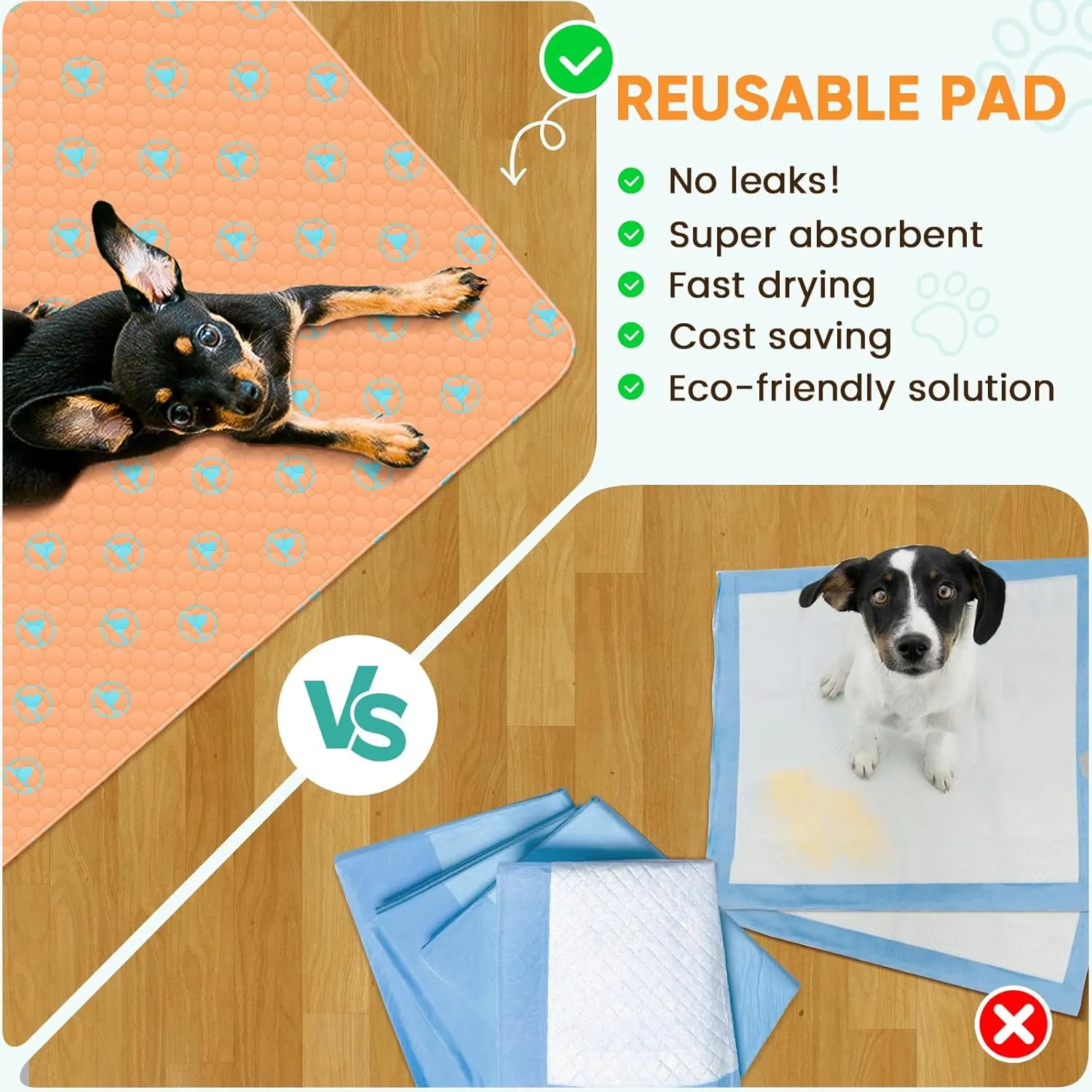 PJYucien Washable Pee Pads for Dogs, 36" x 36"Reusable Pee Pads for Dogs, Super Absorbent Pet Training Pads, Dog Pads Non-Slip, Designed for Dog Cate, Whelping Box, Potty Training.