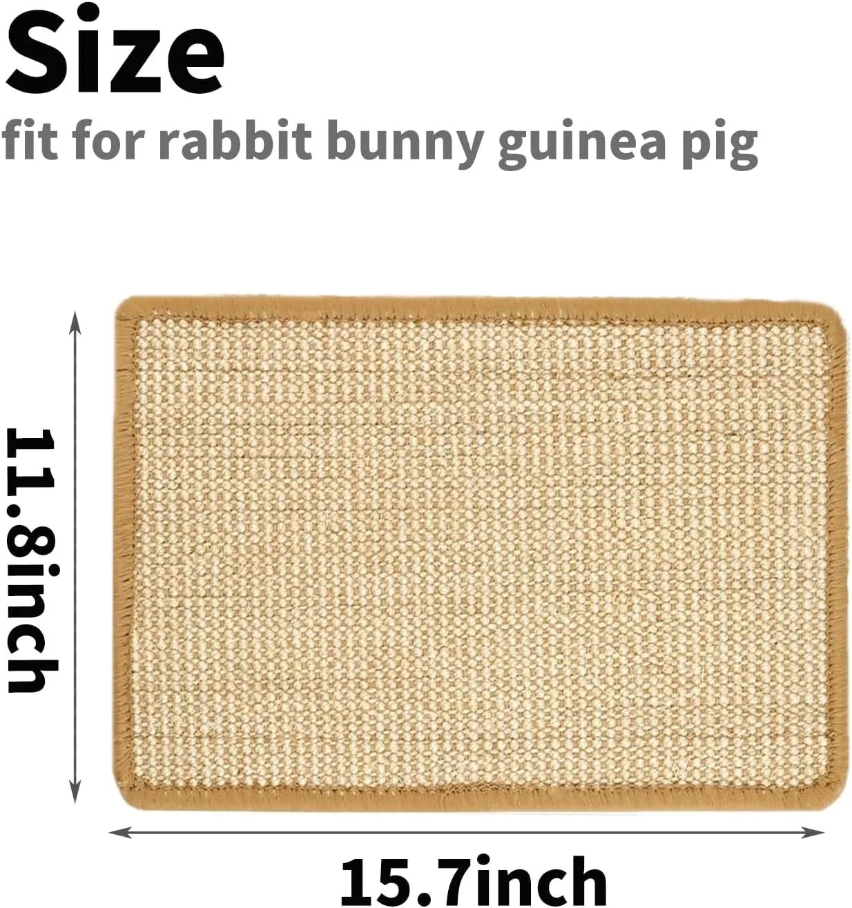 PODOO Bunny Scratch Pads, Sisal Rabbit Scratching Pad, Natural Rabbit Resting Mats for Cages, Forage Grass Mat Indoor Essentials Accessories for Guinea Pig Cat (2Pcs, 15.7x11.8 inches)