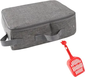 Portable Litter Box with Lid, Waterproof, Collapsible Cat Litter Box with Zipped Lid and Handle, Great for Travel Hotel Stays and Road Trip, Square
