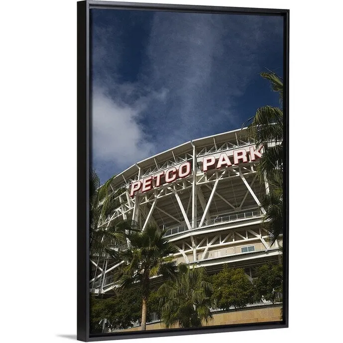 "Low angle view of a baseball park, Petco Park, San Diego, California" Black Float Frame Canvas Art
