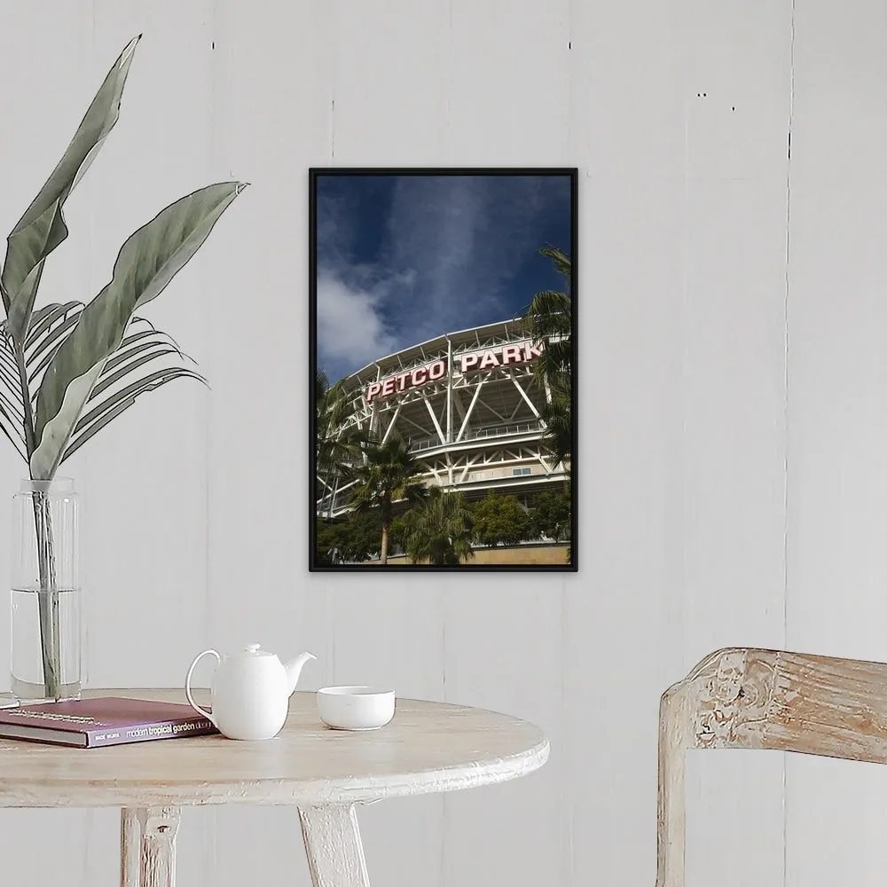 "Low angle view of a baseball park, Petco Park, San Diego, California" Black Float Frame Canvas Art