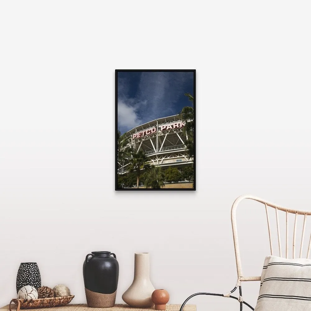 "Low angle view of a baseball park, Petco Park, San Diego, California" Black Float Frame Canvas Art