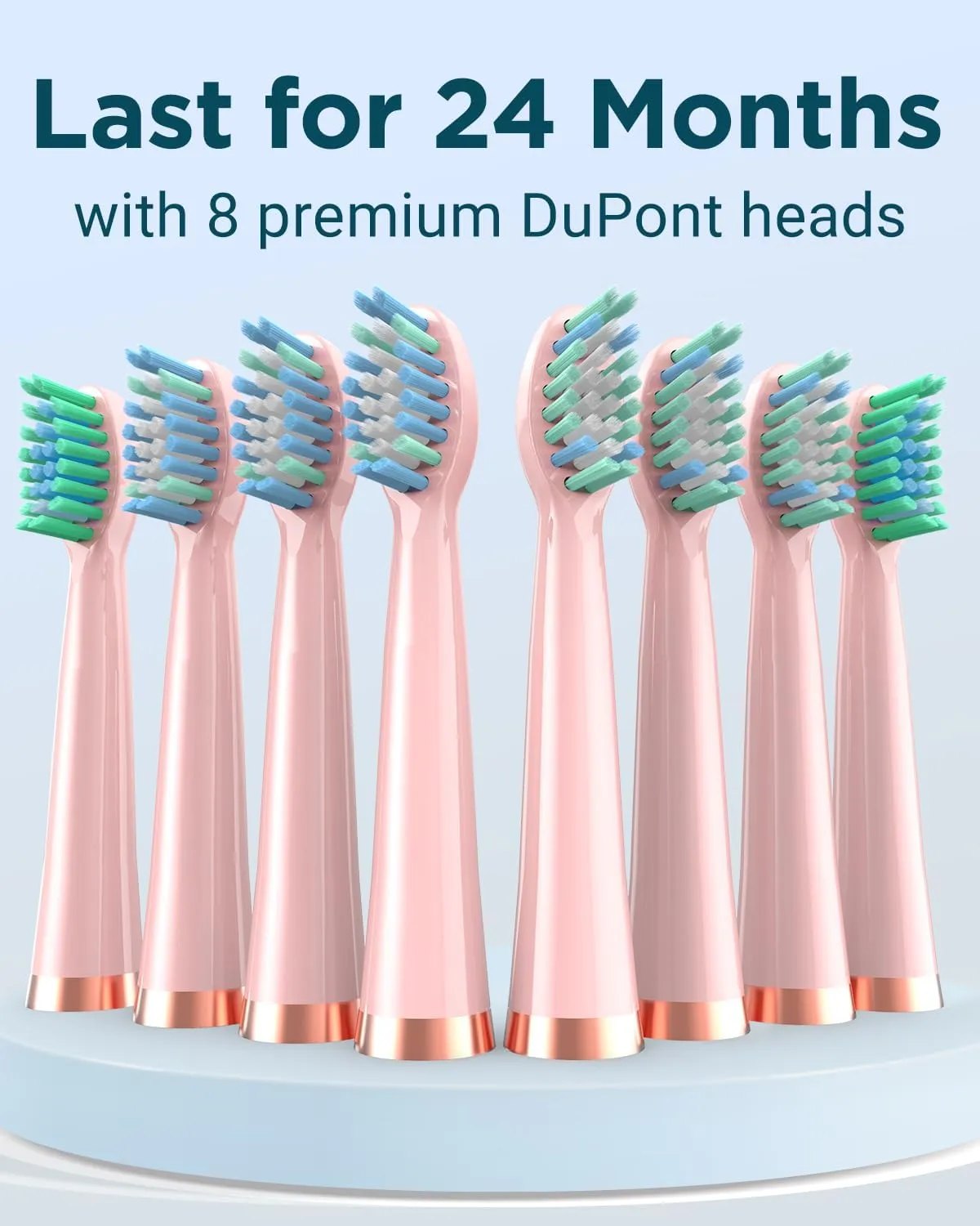 Rtauys M5 Sonic Electric Toothbrush for Adults and Kids - Rechargeable Electric Toothbrush Kids Ages 12  and Adults with 8 Brush Heads & Travel Case, 120 Days Battery Life - Pink